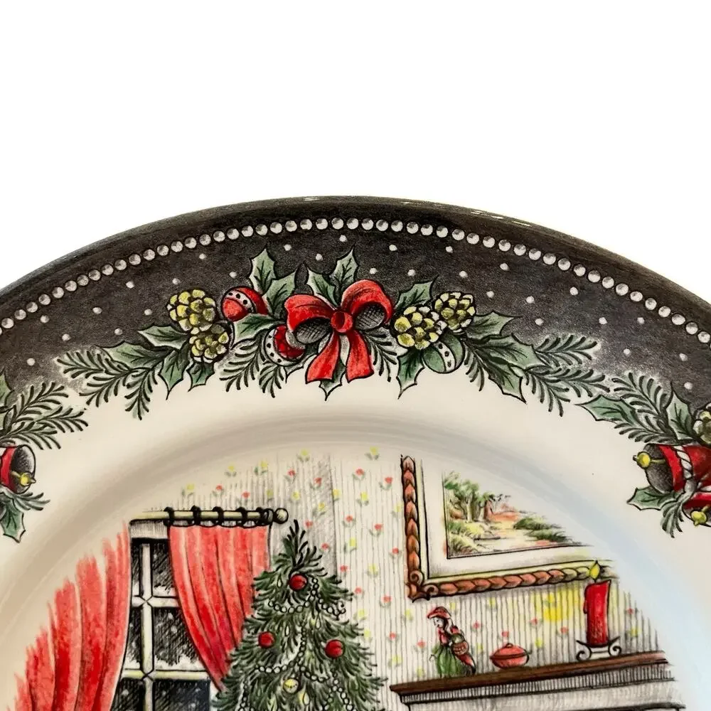 Royal Stafford CHRISTMAS MORNING 11in Dinner Plate Set of 4 Holiday Porcelain